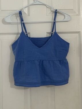 Blanco by Nature Blue Peplum V-Neck Spaghetti-Strap Camisole Sz L cotton